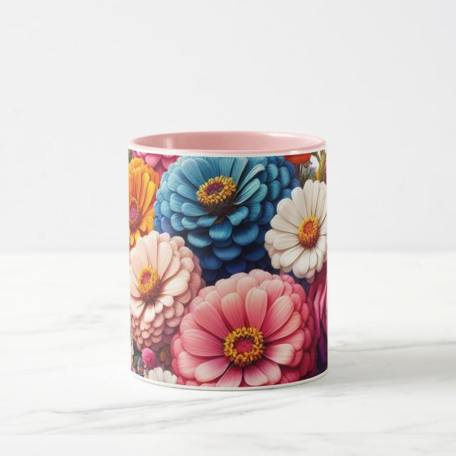 Farbenfrohe Blume/Frühling Zinnia/Rose Tasse (Zentrum)