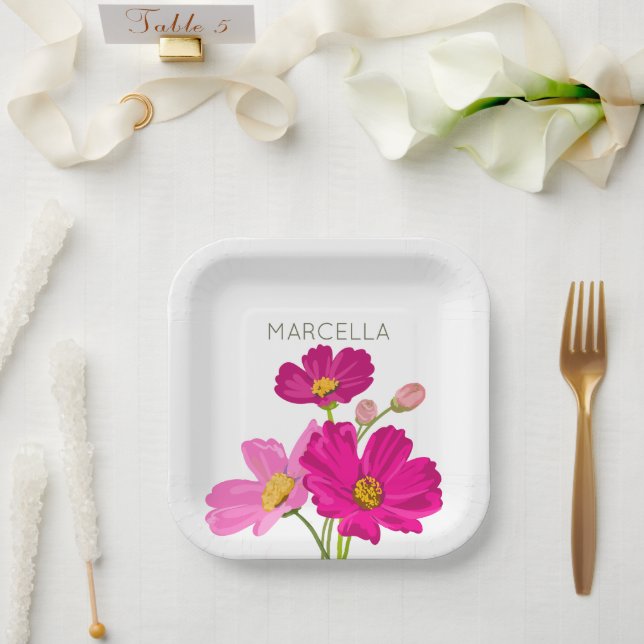 Farbenfrohe Blume für den hellen Gartenkosmos Pappteller (Hochzeit)