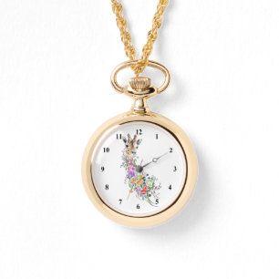 Farbenfrohe Blume Giraffe Watch Armbanduhr