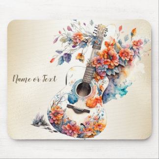 Farbenfrohe Blume Gitarrenmusik Instrument Elegant Mousepad