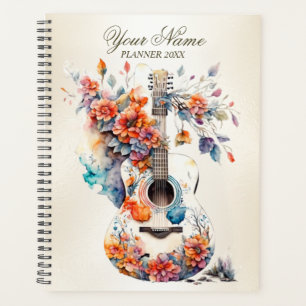 Farbenfrohe Blume Gitarrenmusik Instrument Elegant Planer