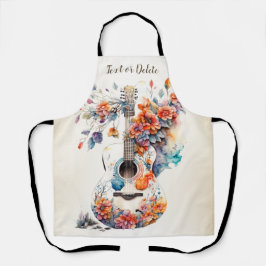 Farbenfrohe Blume Gitarrenmusik Instrument Elegant Schürze