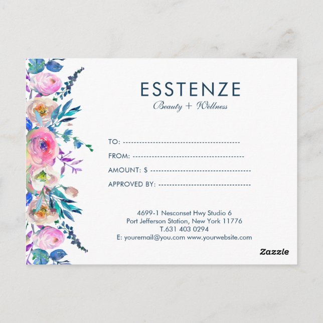 Farbenfrohe Blume Grenz-Geschenkgutschein Postkarte (Rückseite)