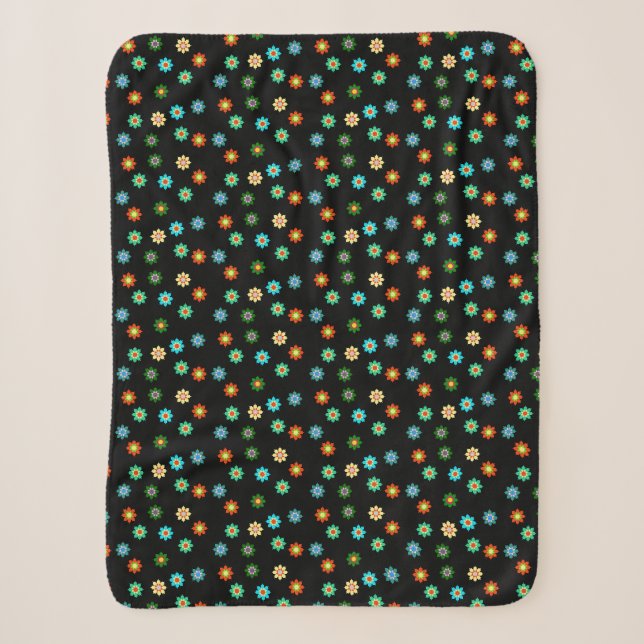 Farbenfrohe Blume Happy Pattern Throw Blanket Sherpadecke (Vorderseite)