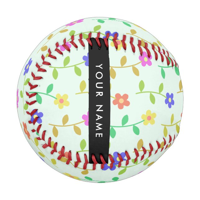 Farbenfrohe Blume, hellgrüner Hintergrund, schwarz Baseball (Vorderseite Links)