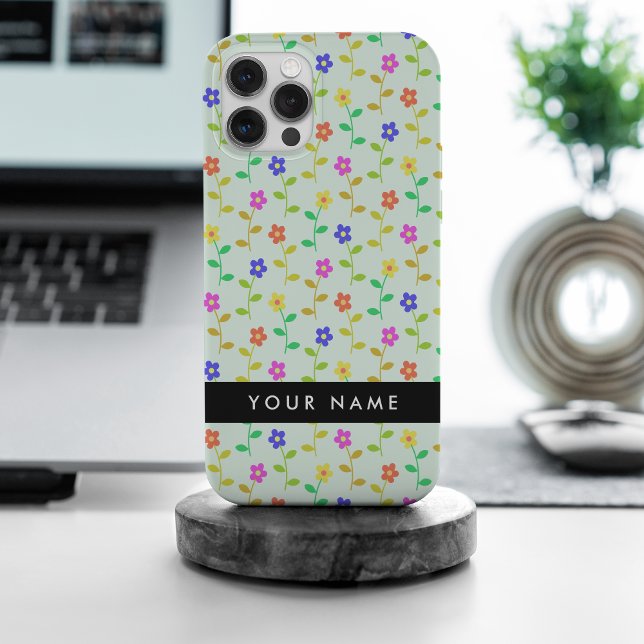 Farbenfrohe Blume, hellgrüner Hintergrund, schwarz Case-Mate iPhone Hülle (Von Creator hochgeladen)
