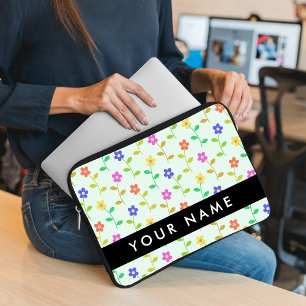 Farbenfrohe Blume, hellgrüner Hintergrund, schwarz Laptopschutzhülle