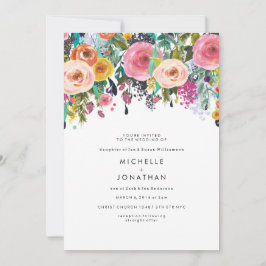 Farbenfrohe Blume Hochzeit Einladung