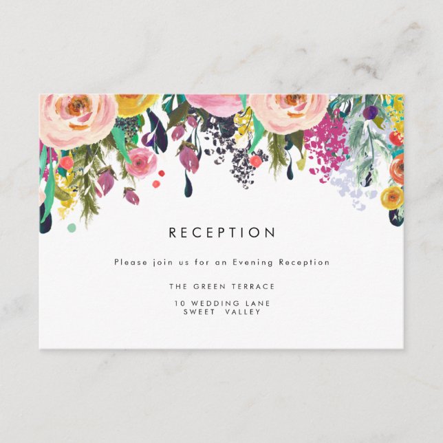 Farbenfrohe Blume Hochzeitskarte Begleitkarte (Vorderseite)