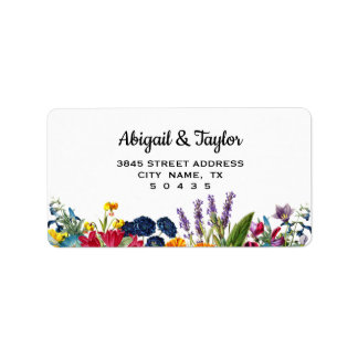 Farbenfrohe Blume Hochzeitsplattform Adressaufkleber