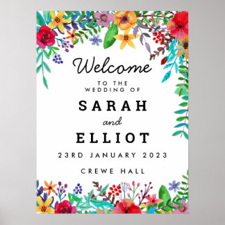 Farbenfrohe Blume Hochzeitstipendium Poster