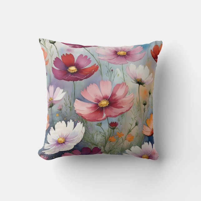 Farbenfrohe Blume Kissen (Vorderseite)