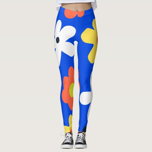 Farbenfrohe Blume Leggings (Vorderseite)