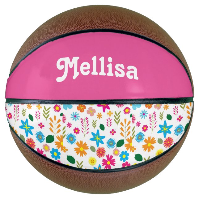 Farbenfrohe Blume Mädchen nach Maß Basketball (Vorderseite)