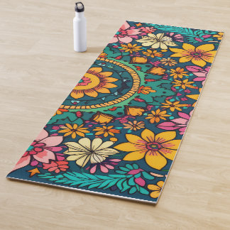 Farbenfrohe Blume Mandala Yogamatte