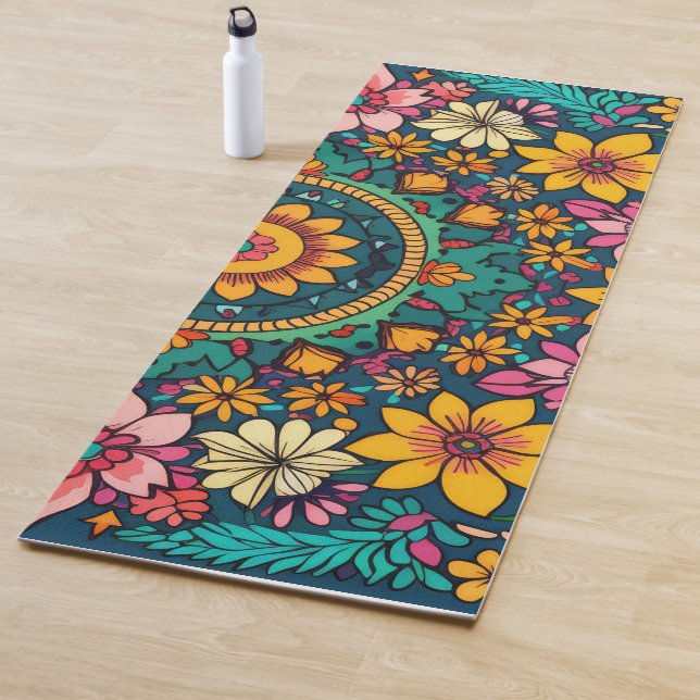 Farbenfrohe Blume Mandala Yogamatte (Beispiel)