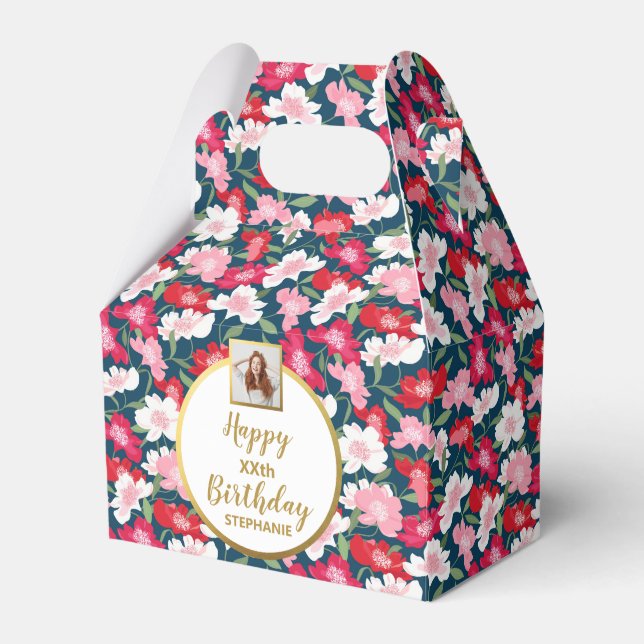 Farbenfrohe Blume, maßgeschneidertes Foto, glückli Geschenkschachtel (Vorderseite)