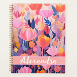 farbenfrohe Blume mit individuellem Namen Planer