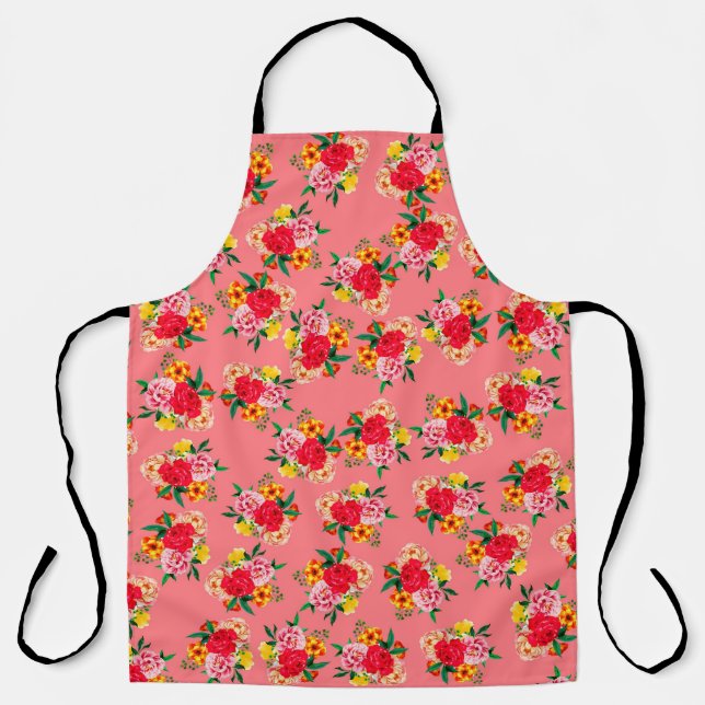 Farbenfrohe Blume mit rosa Hintergrundkunst Schürze (Vorderseite)