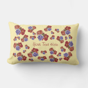 farbenfrohe Blume mit Rose und rote Rosen Lendenkissen