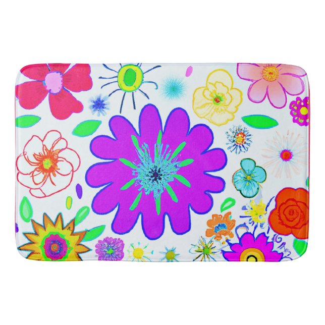Farbenfrohe Blume Muster Badematte (Vorderseite)