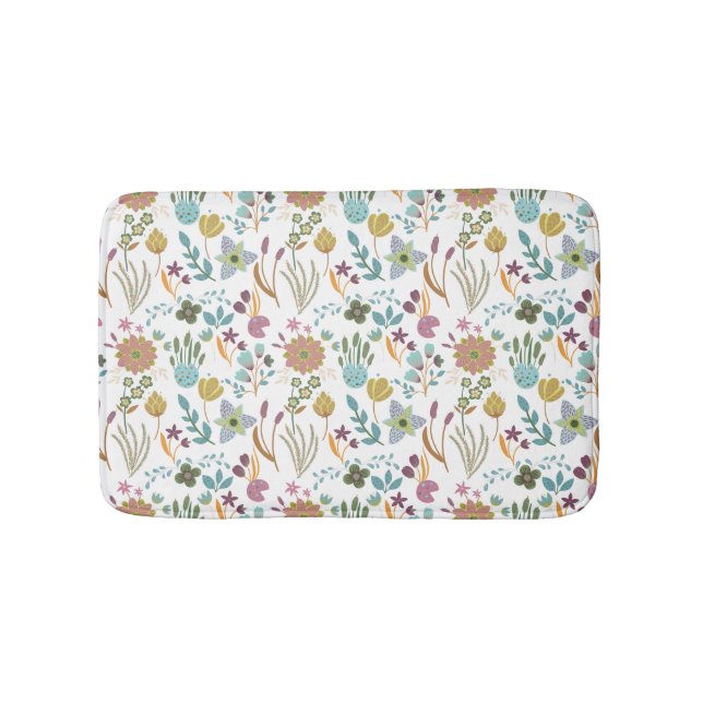 Farbenfrohe Blume Muster Badematte (Vorderseite)