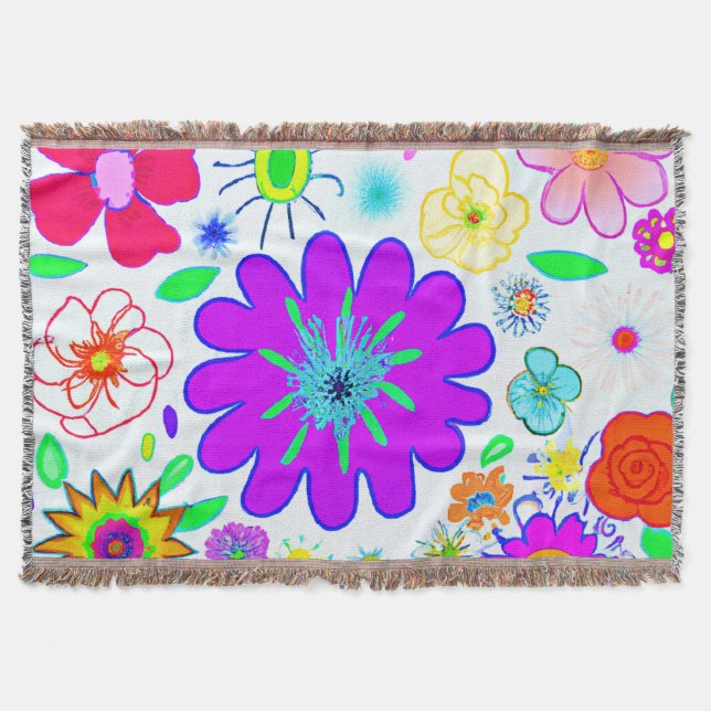 Farbenfrohe Blume Muster Decke (Vorderseite)