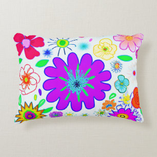Farbenfrohe Blume Muster Dekokissen