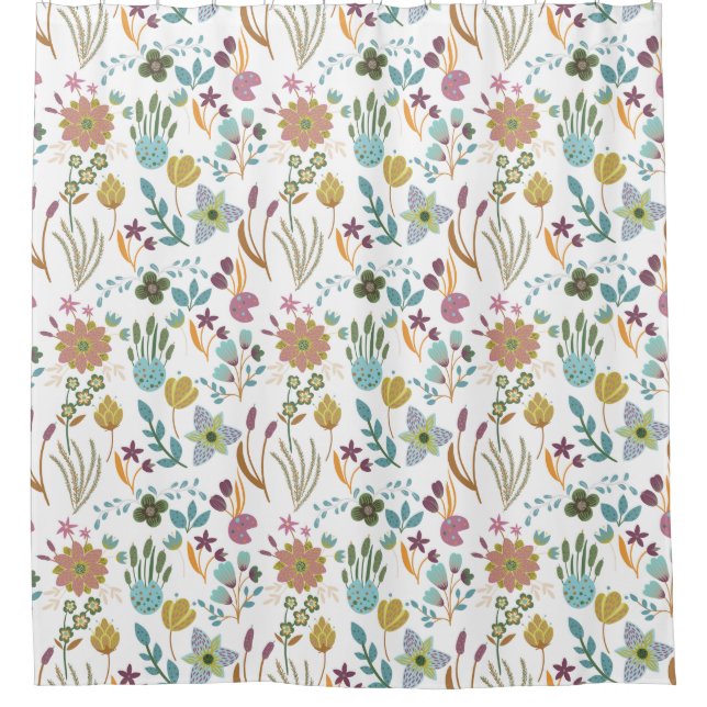 Farbenfrohe Blume Muster Duschvorhang (Vorderseite)