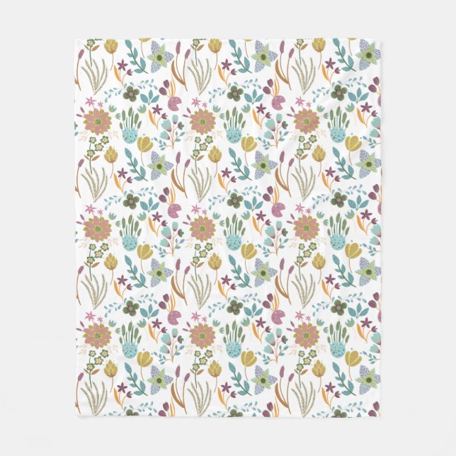 Farbenfrohe Blume Muster Fleecedecke (Vorderseite)