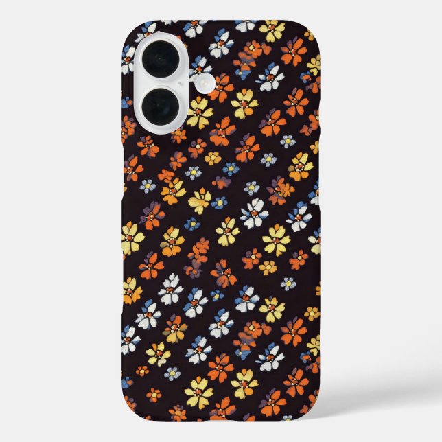 Farbenfrohe Blume Muster iPhone 16 Hülle (Rückseite)