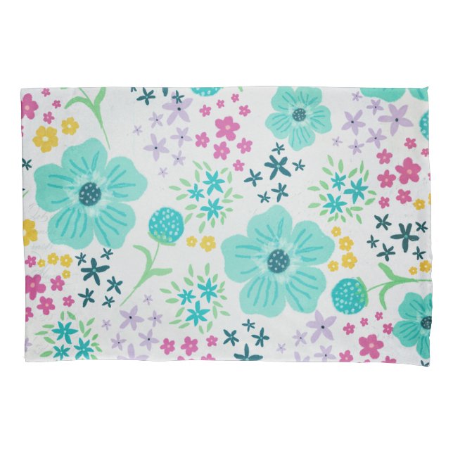 Farbenfrohe Blume Muster Kissenbezug (Vorderseite)
