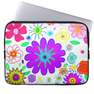 Farbenfrohe Blume Muster Laptopschutzhülle