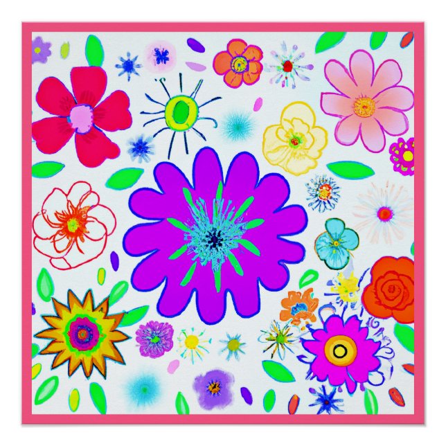 Farbenfrohe Blume Muster Poster (Vorderseite)