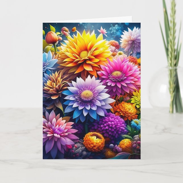 Farbenfrohe Blume Oma zum Geburtstag Karte (Vorderseite)