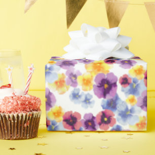 Farbenfrohe Blume Pansy Muster Elegantes Boho Flor Geschenkpapier