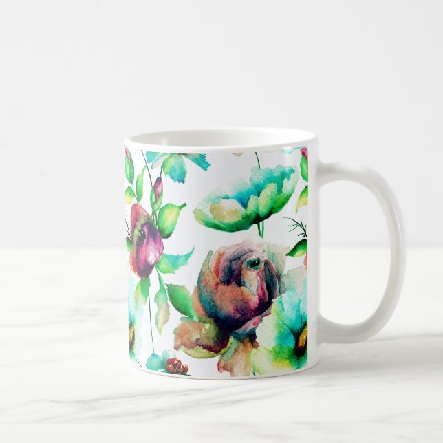 Farbenfrohe Blume Patten Kaffeetasse (Rechts)