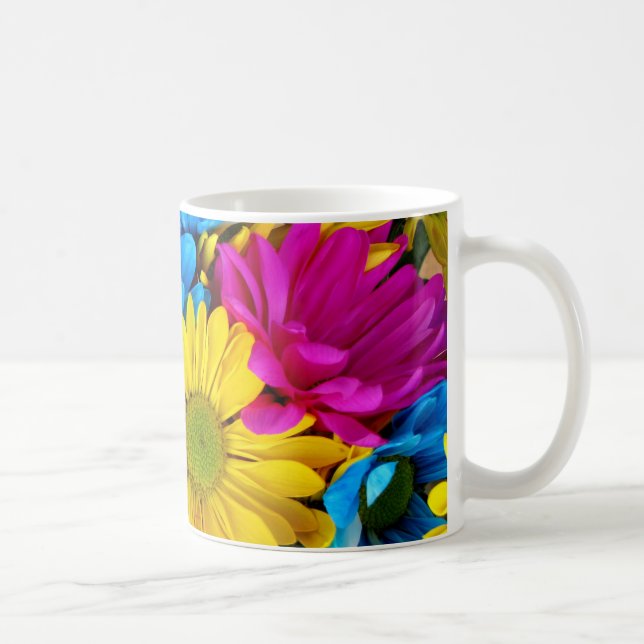 farbenfrohe Blume Rosa blaue Tasse (Rechts)