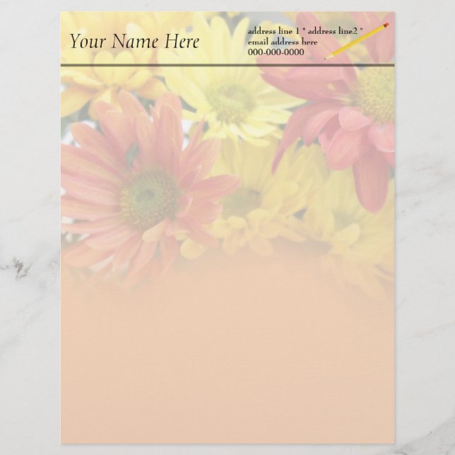 farbenfrohe Blume, rot, gelb, orange Briefkopf (Vorderseite)