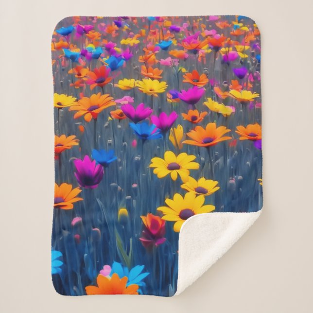 Farbenfrohe Blume Sherpadecke (Vorderseite)