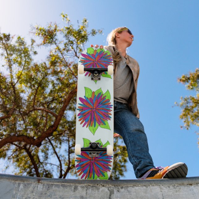 Farbenfrohe Blume Skateboard für Mädchen (Außenbereich 1)