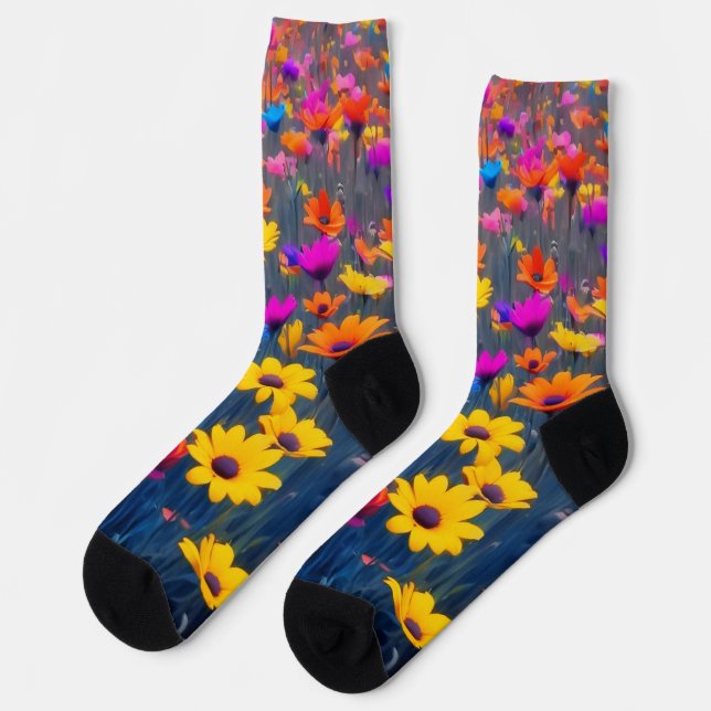 Farbenfrohe Blume Socken (Linkes Detail)