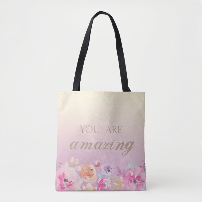 Farbenfrohe Blume Tasche (Vorderseite)
