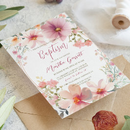 Farbenfrohe Blume Taufe Girl Einladung