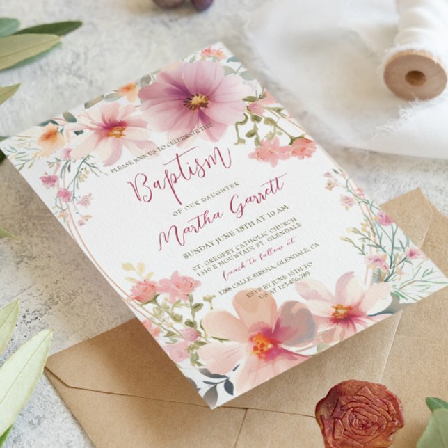 Farbenfrohe Blume Taufe Girl Einladung (Von Creator hochgeladen)