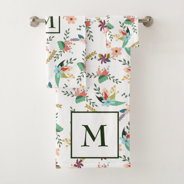 Farbenfrohe Blume und Blätter Badhandtuch Set (Insitu)