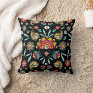 Farbenfrohe Blume und Blätter Batik Style Kissen