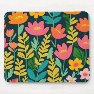 Farbenfrohe Blume und Blätter Mousepad