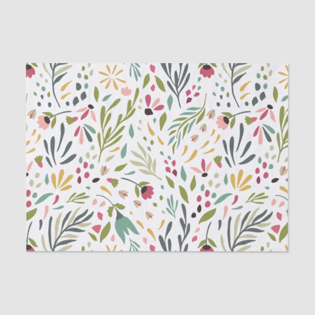 Farbenfrohe Blume und Blattmuster Seidenpapier (Vorderseite)