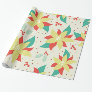 Farbenfrohe Blume und Mistleton Geschenkpapier